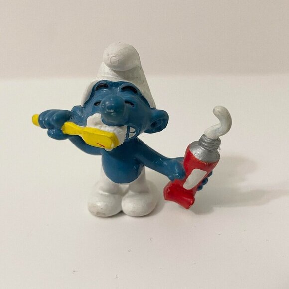 Smurfs Toothpaste Smurf Toothbrush Figure Toy Schleich Peyo - Picture 8 of 13